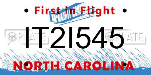IT2I545 North Carolina License Plate