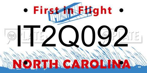 IT2Q092 North Carolina License Plate