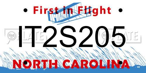IT2S205 North Carolina License Plate