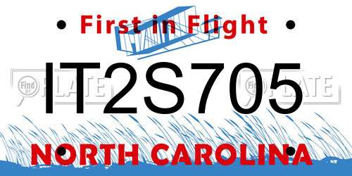 IT2S705 North Carolina License Plate