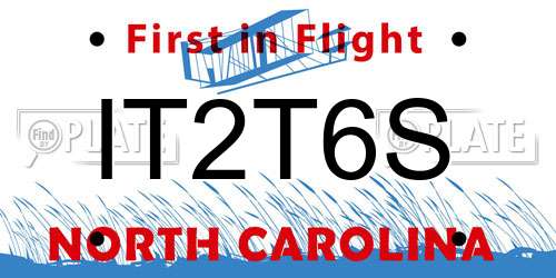 IT2T6S North Carolina License Plate