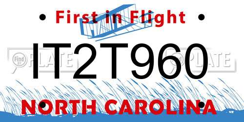 IT2T960 North Carolina License Plate