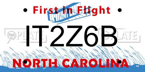 IT2Z6B North Carolina License Plate