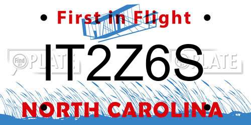 IT2Z6S North Carolina License Plate