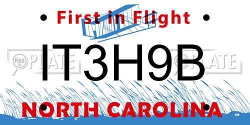 IT3H9B North Carolina License Plate