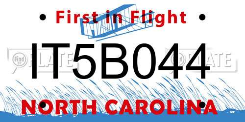 IT5B044 North Carolina License Plate