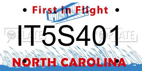IT5S401 North Carolina License Plate
