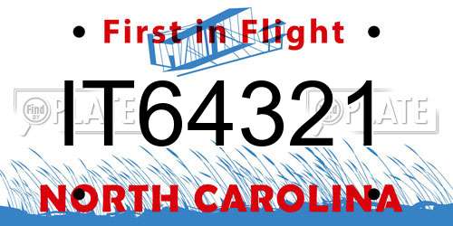 IT64321 North Carolina License Plate