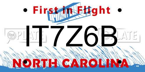 IT7Z6B North Carolina License Plate