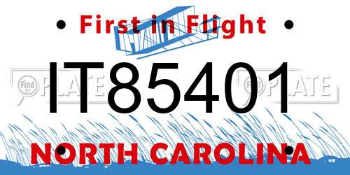 IT85401 North Carolina License Plate