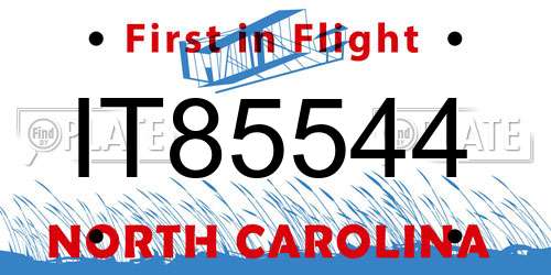 IT85544 North Carolina License Plate