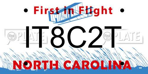 IT8C2T North Carolina License Plate
