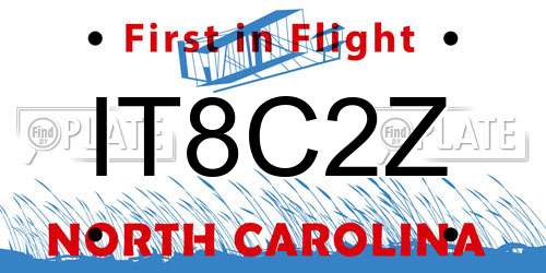 IT8C2Z North Carolina License Plate