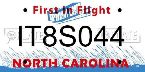 IT8S044 North Carolina License Plate