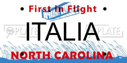 ITALIA North Carolina License Plate
