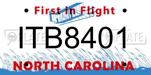ITB8401 North Carolina License Plate