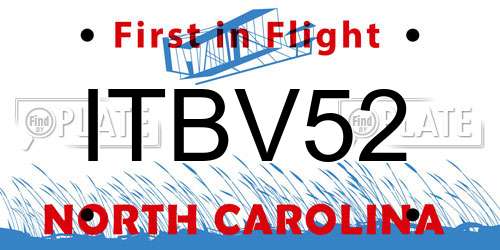 ITBV52 North Carolina License Plate