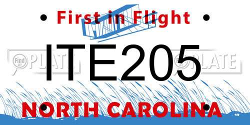 ITE205 North Carolina License Plate