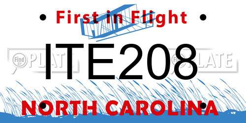 ITE208 North Carolina License Plate