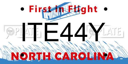 ITE44Y North Carolina License Plate