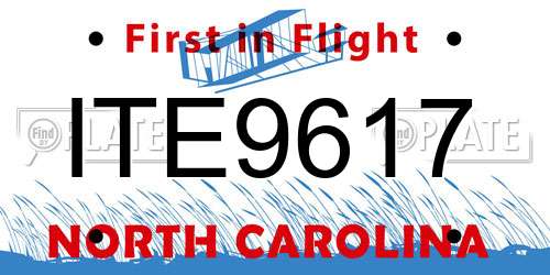 ITE9617 North Carolina License Plate