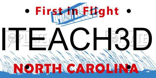 ITEACH3D North Carolina License Plate