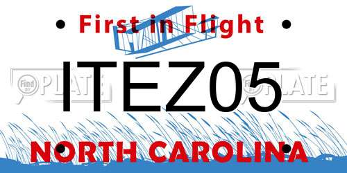 ITEZ05 North Carolina License Plate