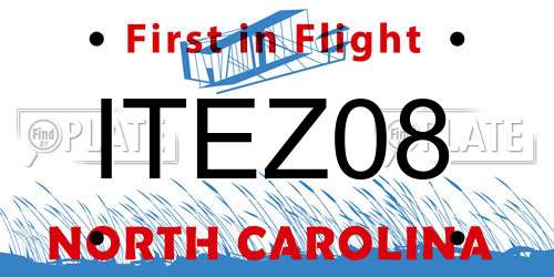 ITEZ08 North Carolina License Plate