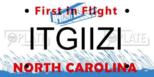 ITGIIZI North Carolina License Plate