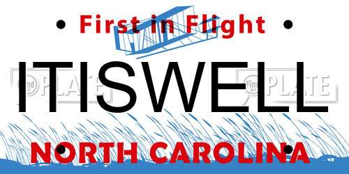 ITISWELL North Carolina License Plate