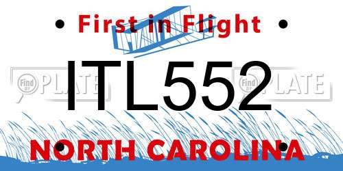 ITL552 North Carolina License Plate