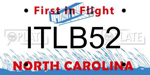 ITLB52 North Carolina License Plate