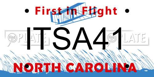 ITSA41 North Carolina License Plate