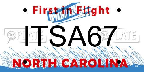 ITSA67 North Carolina License Plate
