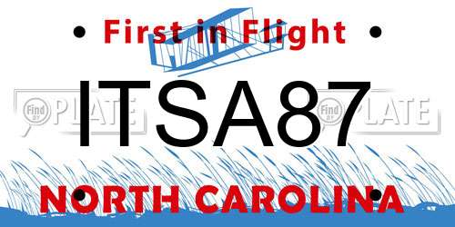ITSA87 North Carolina License Plate