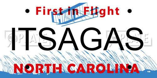 ITSAGAS North Carolina License Plate