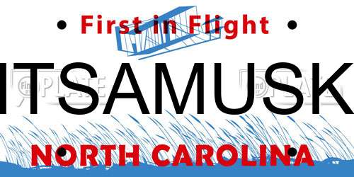 ITSAMUSK North Carolina License Plate