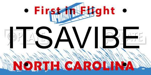 ITSAVIBE North Carolina License Plate