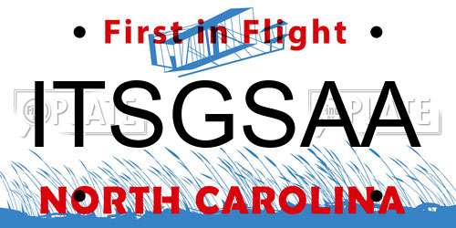 ITSGSAA North Carolina License Plate