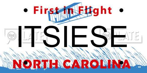 ITSIESE North Carolina License Plate