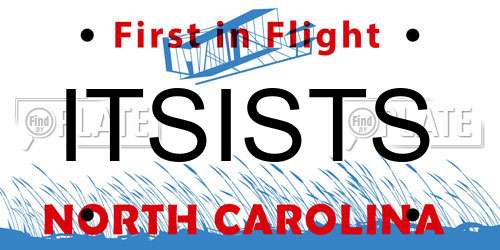 ITSISTS North Carolina License Plate