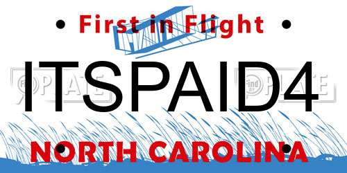 ITSPAID4 North Carolina License Plate