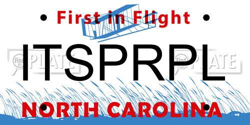 ITSPRPL North Carolina License Plate