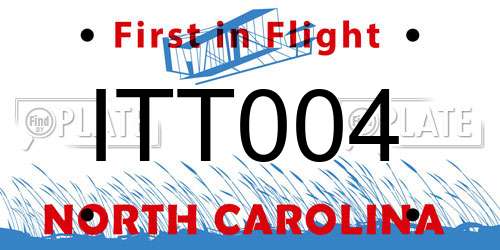 ITT004 North Carolina License Plate