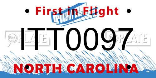 ITT0097 North Carolina License Plate