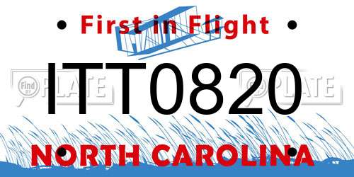 ITT0820 North Carolina License Plate