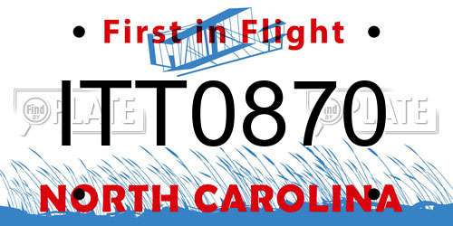 ITT0870 North Carolina License Plate
