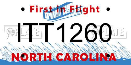 ITT1260 North Carolina License Plate