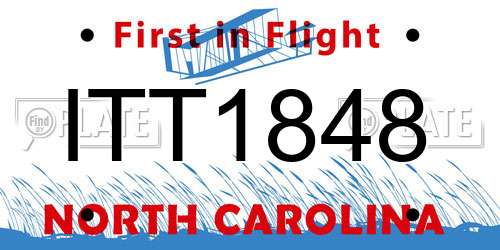 ITT1848 North Carolina License Plate