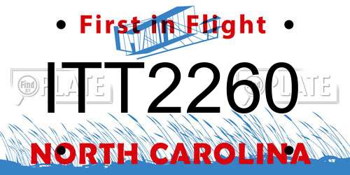 ITT2260 North Carolina License Plate
